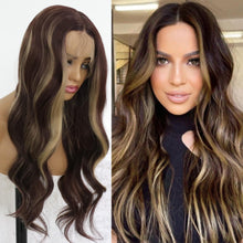 Load image into Gallery viewer, Blonde Reddish Brown Synthetic Lace Front Wig
