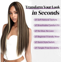 Load image into Gallery viewer, BARSDAR 28-Inch Long Straight Balayage Blonde Highlight Wig

