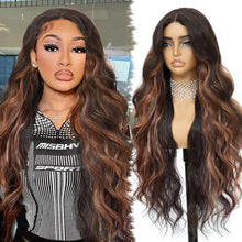 Load image into Gallery viewer, Balayage Brown 4x1 Pre-Cut Lace Front Synthetic Wig 30&quot;
