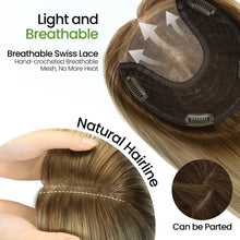 Load image into Gallery viewer, Human Hair Topper 150 Density Clip-In 6x7 Inch Silk Base Straight
