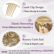 Load image into Gallery viewer, BARSDAR Short Blonde Ponytail - 10 Inch Wavy Drawstring Ponytail Hair Extensions for Women - Synthetic Comb Clip in Ponytail Hairpieces Fake Pony Tails Daily - Light Ash Blonde with Highlights
