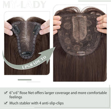 Load image into Gallery viewer, MY-LADY 14‑Inch Dark Brown Hair Topper with 6×6 Lace Base – Thick Synthetic Wiglet
