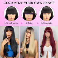 Load image into Gallery viewer, Geogroket Burgundy Red Straight Wig
