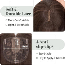 Load image into Gallery viewer, MY-LADY 14‑Inch Dark Brown Hair Topper with 6×6 Lace Base – Thick Synthetic Wiglet
