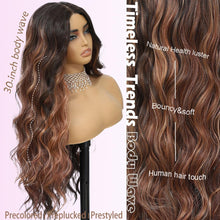 Load image into Gallery viewer, Balayage Brown 4x1 Pre-Cut Lace Front Synthetic Wig 30&quot;
