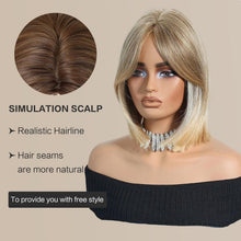 Load image into Gallery viewer, Straight Bob Wig Synthetic Middle Part Shoulder Length 12 Inch
