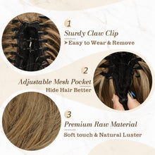 Load image into Gallery viewer, Straight Hair Bun Extension - 8 Inch Claw Clip
