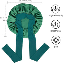 Load image into Gallery viewer, Hunter Green Satin Silk Hair Bonnet – Large Adjustable Night Cap
