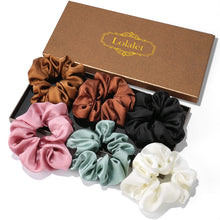 Load image into Gallery viewer, Silk Hair Ties Scrunchies Gift Set -6 Pack
