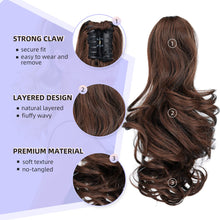 Load image into Gallery viewer, Straight Natural Looking ponytail extension, claw clip
