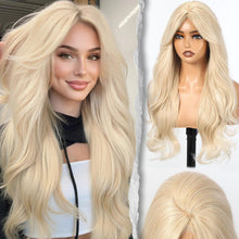 Load image into Gallery viewer, Long Wavy Wig With Bangs PuffPro Voluminous High Crown 4x4 Parting
