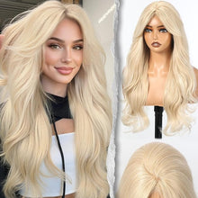 Load image into Gallery viewer, Long Wavy Wig With Bangs PuffPro Voluminous High Crown 4x4 Parting
