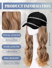 Load image into Gallery viewer, Baseball Cap With Synthetic Hair Long Wavy Wig Hairpiece

