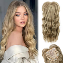 Load image into Gallery viewer, 20-inch synthetic clip-on hair topper wavy volume
