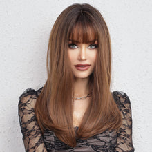 Load image into Gallery viewer, Straight Layered and Heat-Resistant Ombre Brown Synthetic Wig

