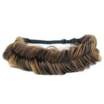 Wide Fishtail Braided Headband Elastic Stretch Hairpiece Headband Wig Store