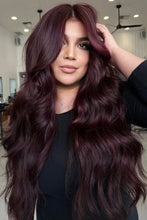 Load image into Gallery viewer, Egypt Full Lace Human Hair Wig – 24-Inch Chocolate Brown with Auburn Highlights
