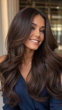 Load image into Gallery viewer, 26 inch lace front wig chocolate brown straight with wavy ends
