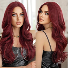 Load image into Gallery viewer, Long Wavy Red Wig Middle Part Lace Front
