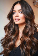 Load image into Gallery viewer, Meena Human Hair Wig - Long Chocolate Brown with Highlights Human Hair Wigs Styles Wigs
