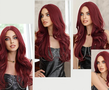 Load image into Gallery viewer, Long Wavy Red Wig Middle Part Lace Front
