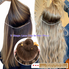 Load image into Gallery viewer, Human Hair V Shaped Clip In Halo Hair Extension
