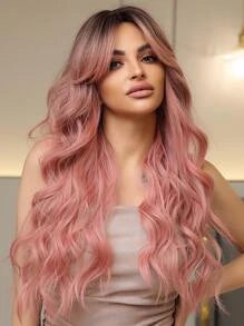 Pink Long Curly Wigs