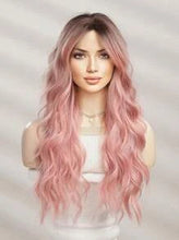 Load image into Gallery viewer, 26 Inch Butterfly Haircut Pink Long Curly Wigs With Bangs
