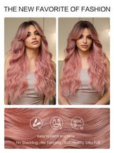 Load image into Gallery viewer, 26 Inch Butterfly Haircut Pink Long Curly Wigs With Bangs
