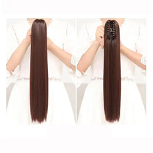 Load image into Gallery viewer, 24 inch long straight claw clip in ponytail extension
