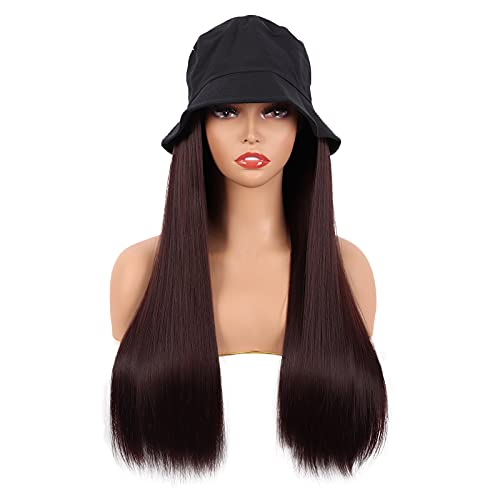 Hat with Long Hair Attached Wig Store 