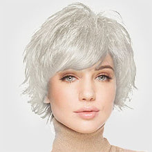 Load image into Gallery viewer, Light Silver Grey Hair Pixie Cut Human Hair Blend Wig
