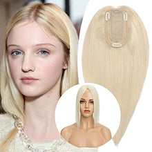 Load image into Gallery viewer, Clip in Hair Topper Human Hair with Silk Base Hairpiece
