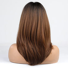 Load image into Gallery viewer, Medium length layered heat resistant wig with bangs Wig Store
