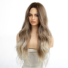 Load image into Gallery viewer, 24 inch Wavy Long Brown Middle Parting Heat Resistant Synthetic Wig Wig Store
