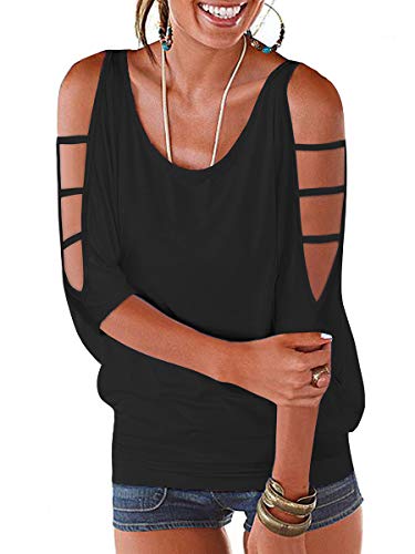 Hollowed Out Shoulder Fashion Shirt Womens Clothes Sale