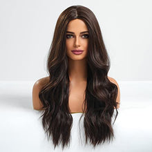 Load image into Gallery viewer, 24 inch Wavy Long Brown Middle Parting Heat Resistant Synthetic Wig Wig Store
