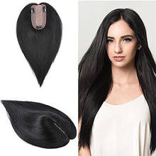 Load image into Gallery viewer, Clip in Hair Topper Human Hair with Silk Base Hairpiece
