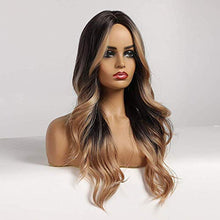 Load image into Gallery viewer, 24 inch Wavy Long Brown Middle Parting Heat Resistant Synthetic Wig Wig Store
