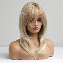 Load image into Gallery viewer, Medium length layered heat resistant wig with bangs Wig Store
