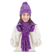 Load image into Gallery viewer, Fleece Lined Cable Knit Beanie Hat Scarf Glove Set
