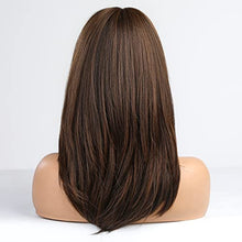 Load image into Gallery viewer, Medium length layered heat resistant wig with bangs Wig Store
