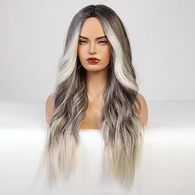 Load image into Gallery viewer, Long Ombre Blonde Gray Wavy Wig
