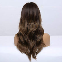 Load image into Gallery viewer, 24 inch Wavy Long Brown Middle Parting Heat Resistant Synthetic Wig Wig Store
