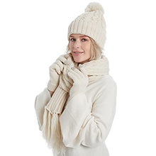 Load image into Gallery viewer, Fleece Lined Cable Knit Beanie Hat Scarf Glove Set
