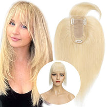 Load image into Gallery viewer, Clip in Hair Topper Human Hair with Silk Base Hairpiece
