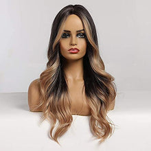 Load image into Gallery viewer, 24 inch Wavy Long Brown Middle Parting Heat Resistant Synthetic Wig Wig Store
