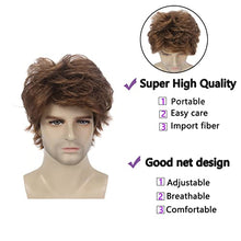 Load image into Gallery viewer, Mens Layered Wavy Synthetic Fiber Full Wig
