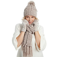 Load image into Gallery viewer, Fleece Lined Cable Knit Beanie Hat Scarf Glove Set
