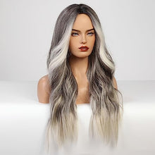 Load image into Gallery viewer, Long Ombre Blonde Gray Wavy Wig
